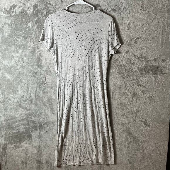 DESIGUAL Melange Scarf Neck Printed Sheath Dress Grey Stretch Large Art Boho - Picture 5 of 5